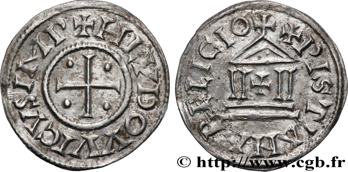 LOUIS Ier LE PIEUX OU LE DÉBONNAIRE Denier à la légende chrétienne TTB+