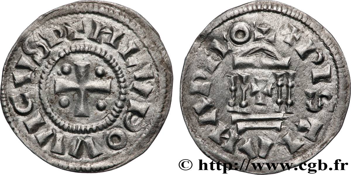 LOUIS Ier LE PIEUX OU LE DÉBONNAIRE Denier à la légende chrétienne SUP