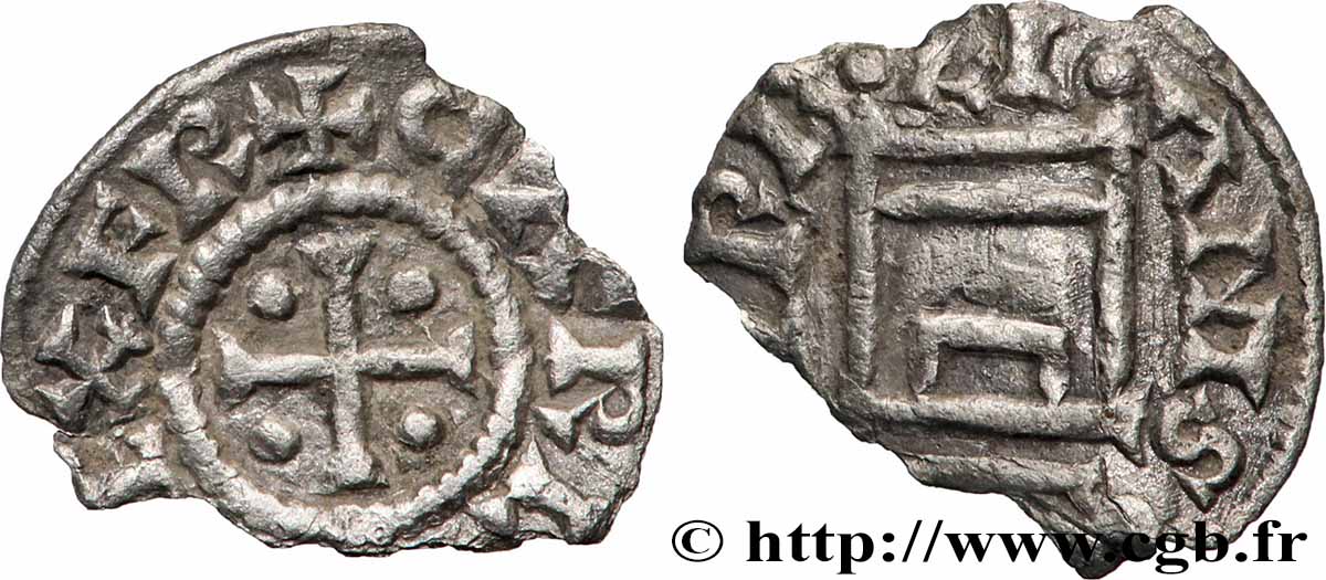 CHARLES II LE CHAUVE / THE BALD Denier VF