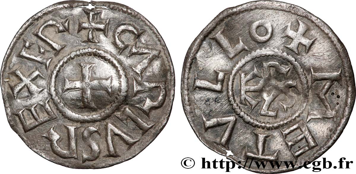 CHARLES II LE CHAUVE Denier TTB+