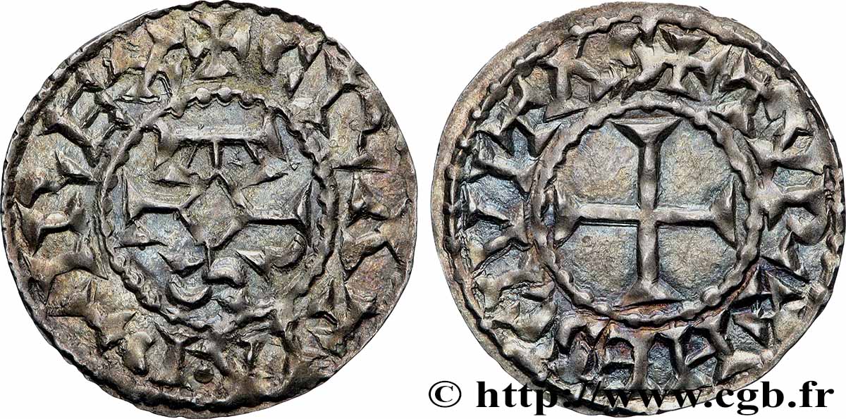 KARL DER KAHLE UND MÜNZE AN SEINEM NAMEN Denier VZ