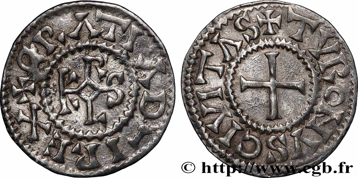 CHARLES II LE CHAUVE ET MONNAYAGE IMMOBILISÉ À SON NOM Denier TTB+