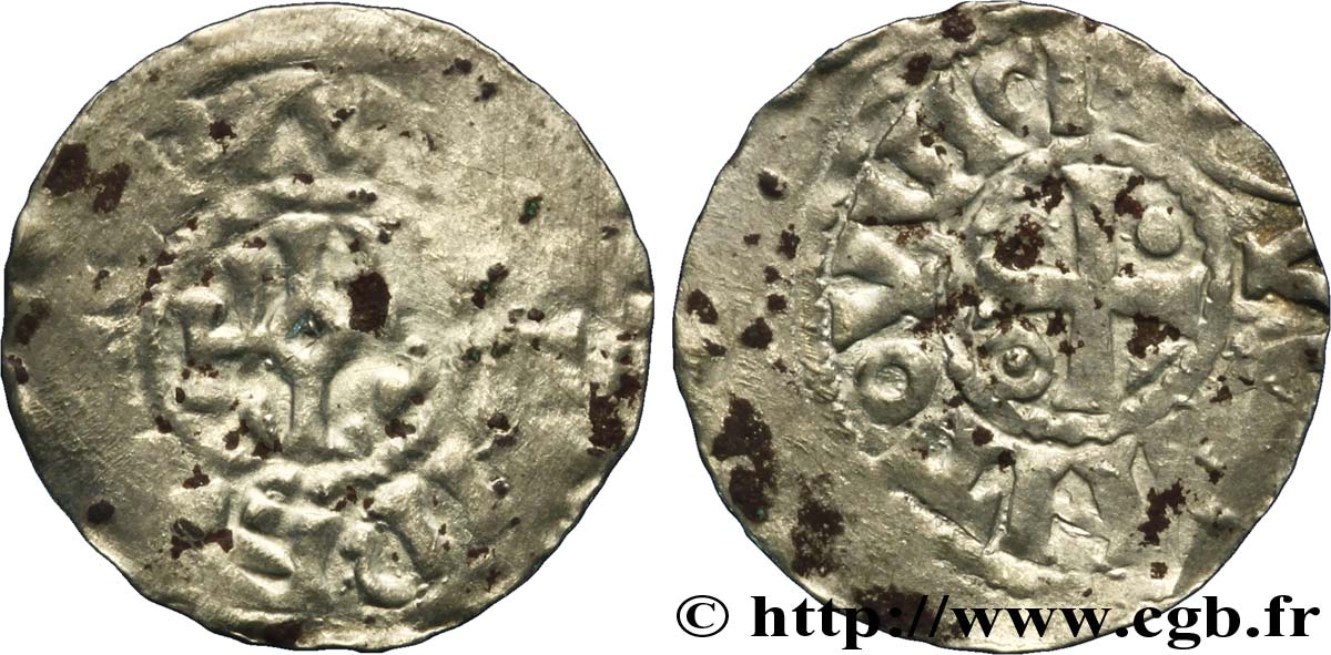 QUENTOVIC - COINAGE IMMOBILIZED IN THE NAME OF CHARLES THE BALD Denier VF/VF