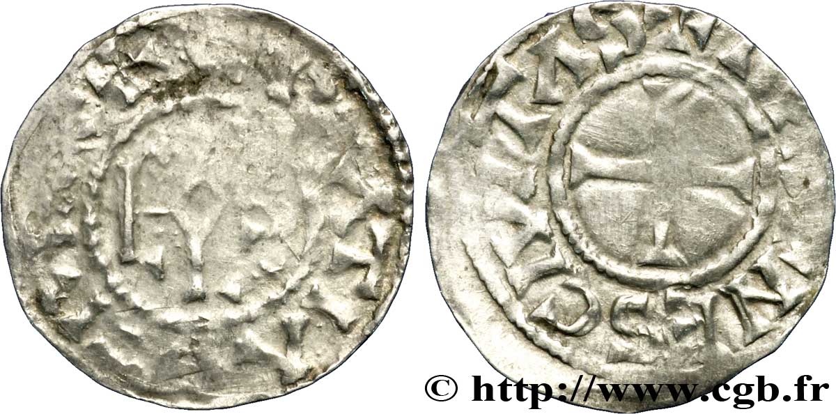 CHARLES THE BALD AND COINAGE AT HIS NAME Denier VF