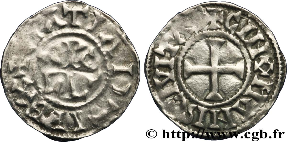 CHARLES THE BALD AND COINAGE IN HIS NAME Denier VF/AU