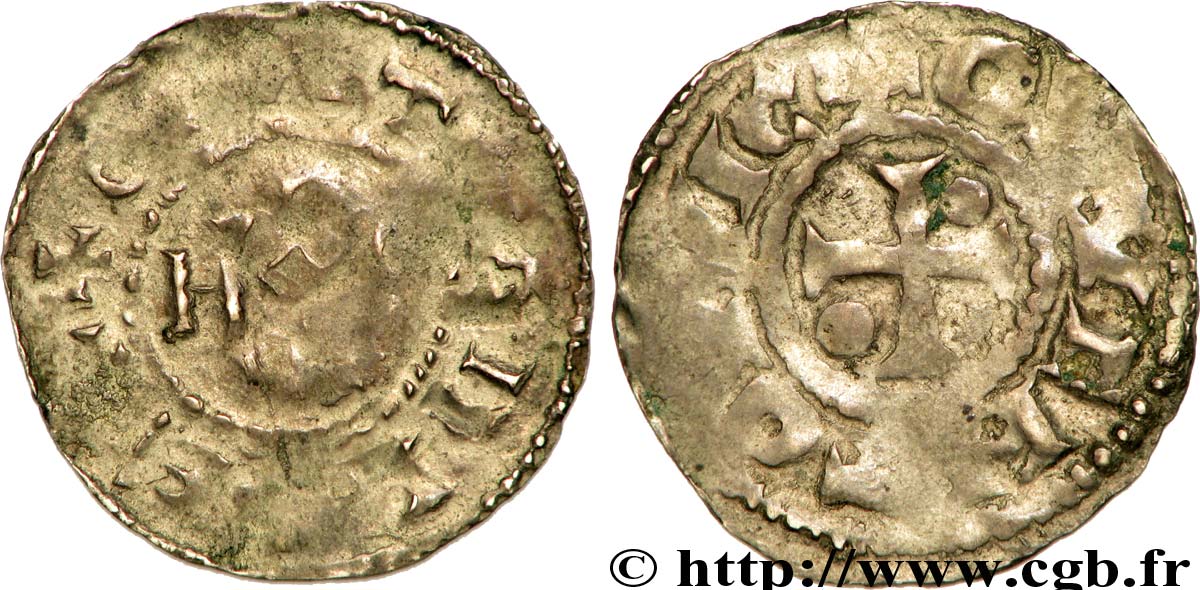 QUENTOVIC - COINAGE IMMOBILIZED IN THE NAME OF CHARLES THE BALD Denier VF