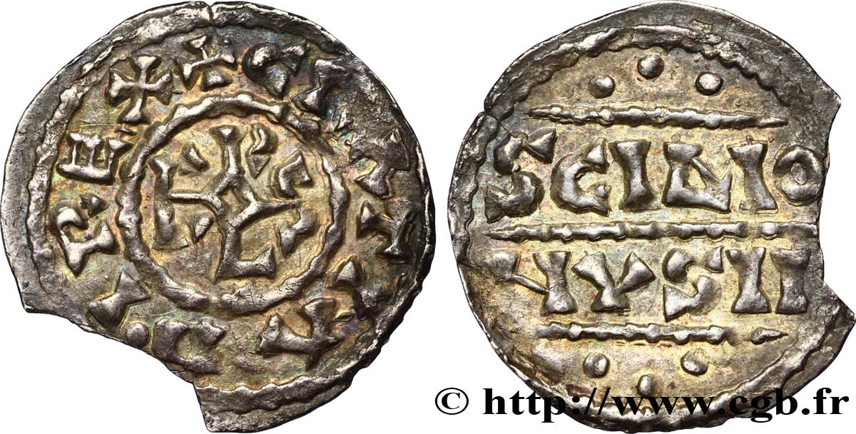 CHARLES THE SIMPLE AND COINAGE AT IS NAME Denier XF