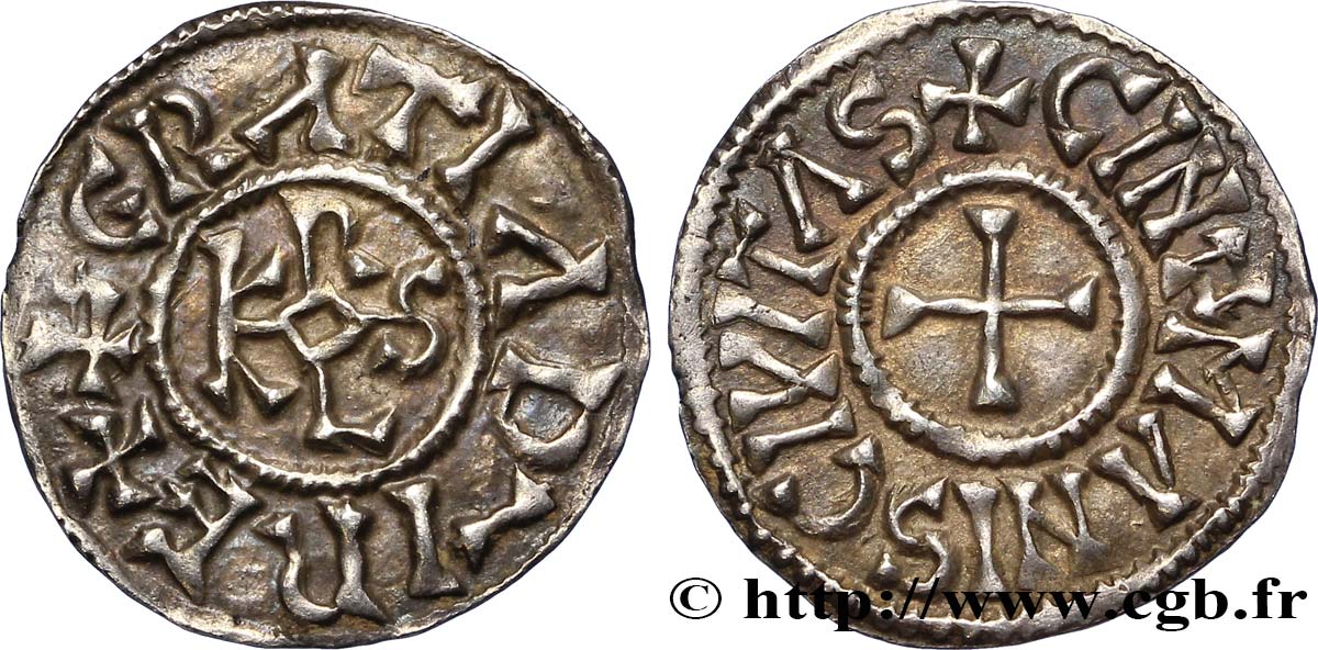 CHARLES THE BALD AND COINAGE AT HIS NAME Denier AU/AU