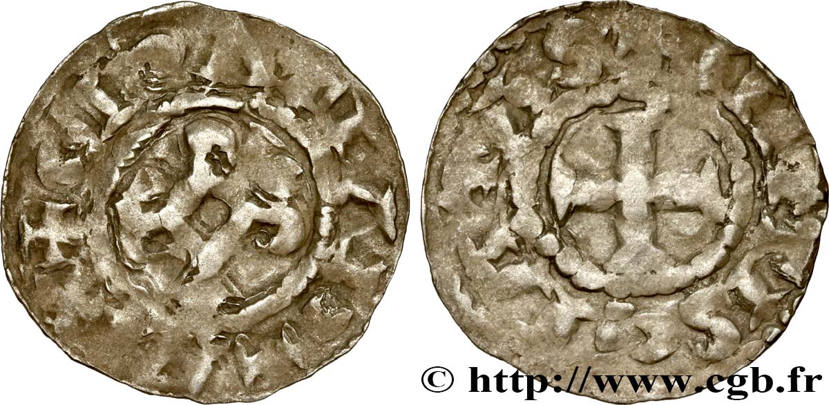 CHARLES THE SIMPLE AND COINAGE AT IS NAME Denier VF