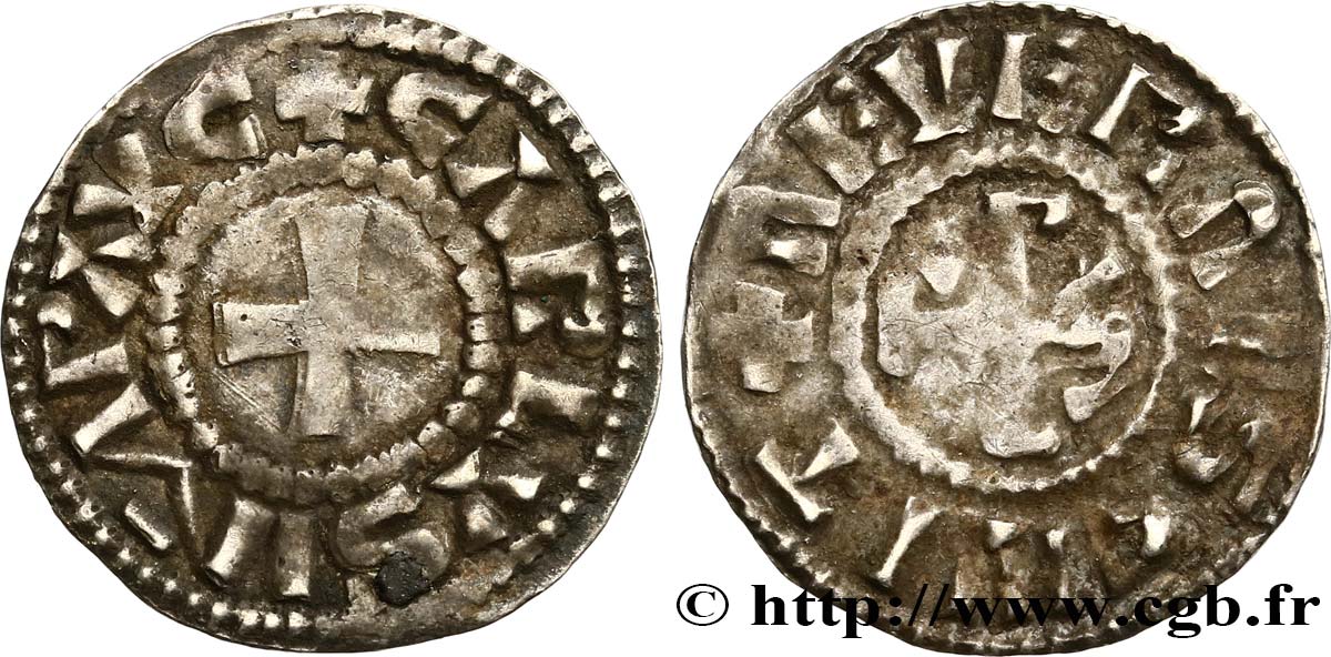 CHARLES THE BALD AND COINAGE IN HIS NAME Denier XF/VF