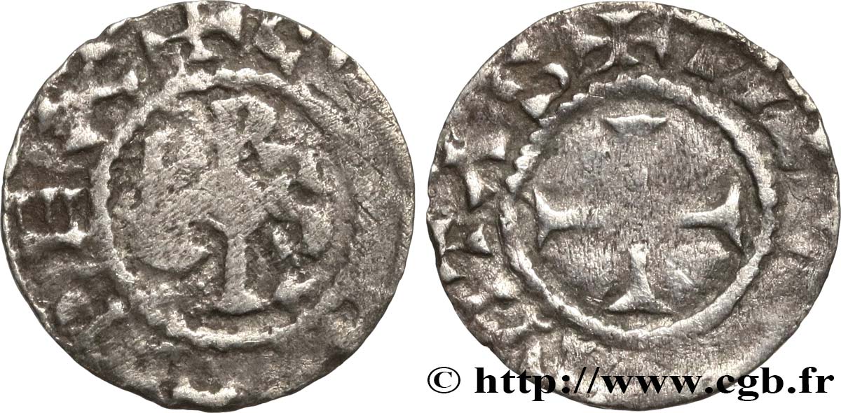 CHARLES THE BALD AND COINAGE AT HIS NAME Obole VF