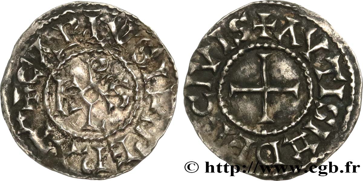 CHARLES THE BALD AND COINAGE IN HIS NAME Denier VF/XF