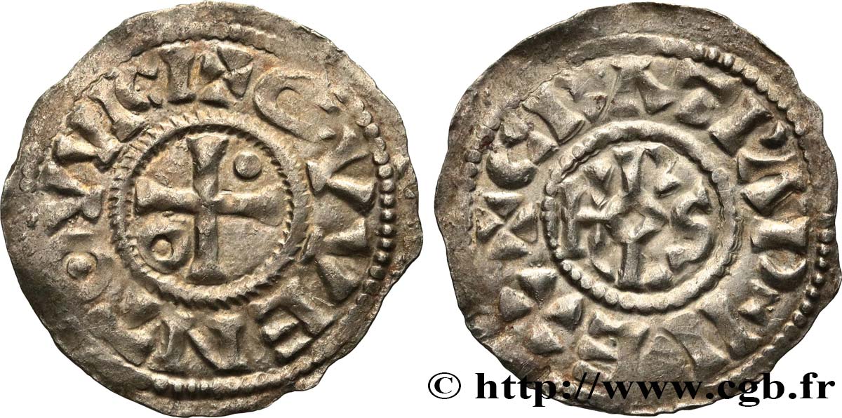 QUENTOVIC - COINAGE IMMOBILIZED IN THE NAME OF CHARLES THE BALD Denier AU