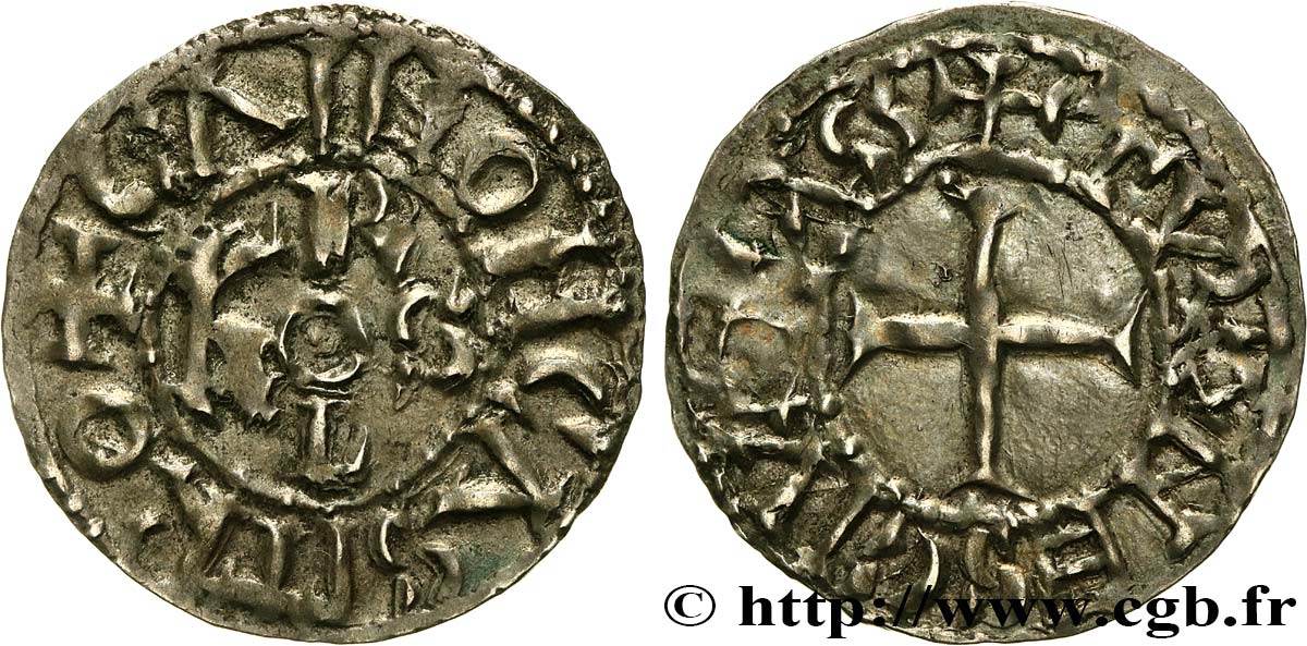 CHARLES THE SIMPLE AND COINAGE IN HIS NAME Denier XF/AU