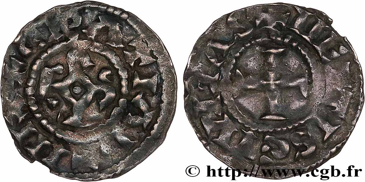 CHARLES THE SIMPLE AND COINAGE IN HIS NAME Denier VF