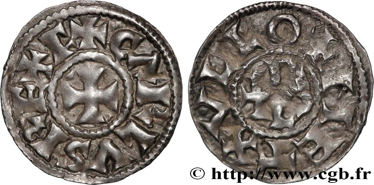 CHARLES II LE CHAUVE / THE BALD Denier XF