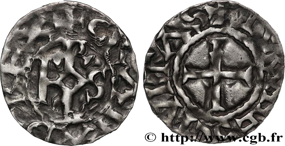CHARLES THE BALD AND COINAGE IN HIS NAME Denier VF