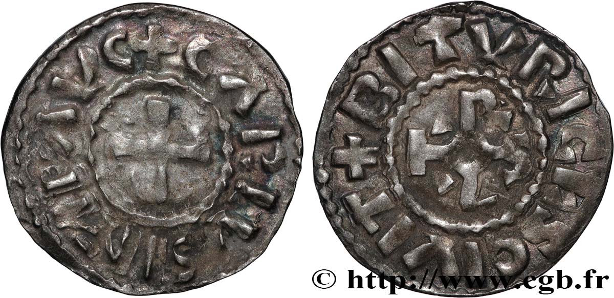 CHARLES III THE SIMPLE Denier XF