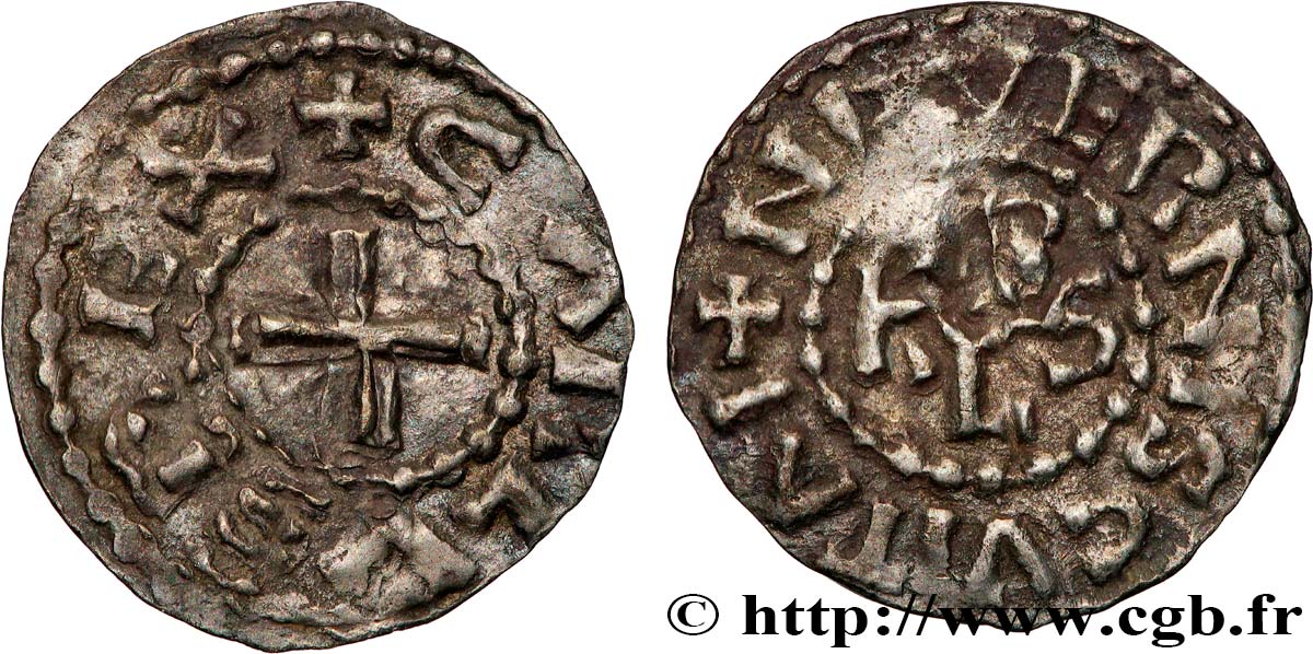 CHARLES THE BALD AND COINAGE AT HIS NAME Obole VF/XF