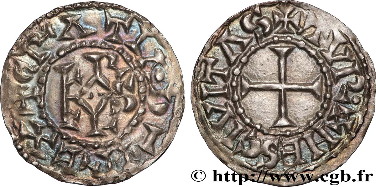 CHARLES THE BALD AND COINAGE IN HIS NAME Denier MS