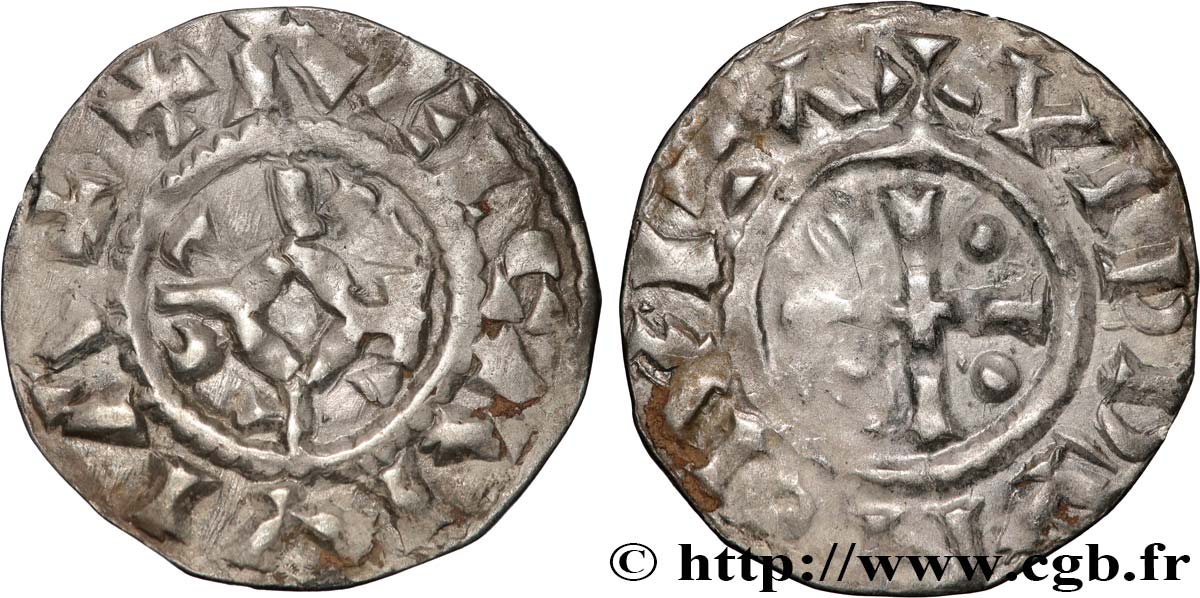 CHARLES THE SIMPLE AND COINAGE IN HIS NAME Denier VF