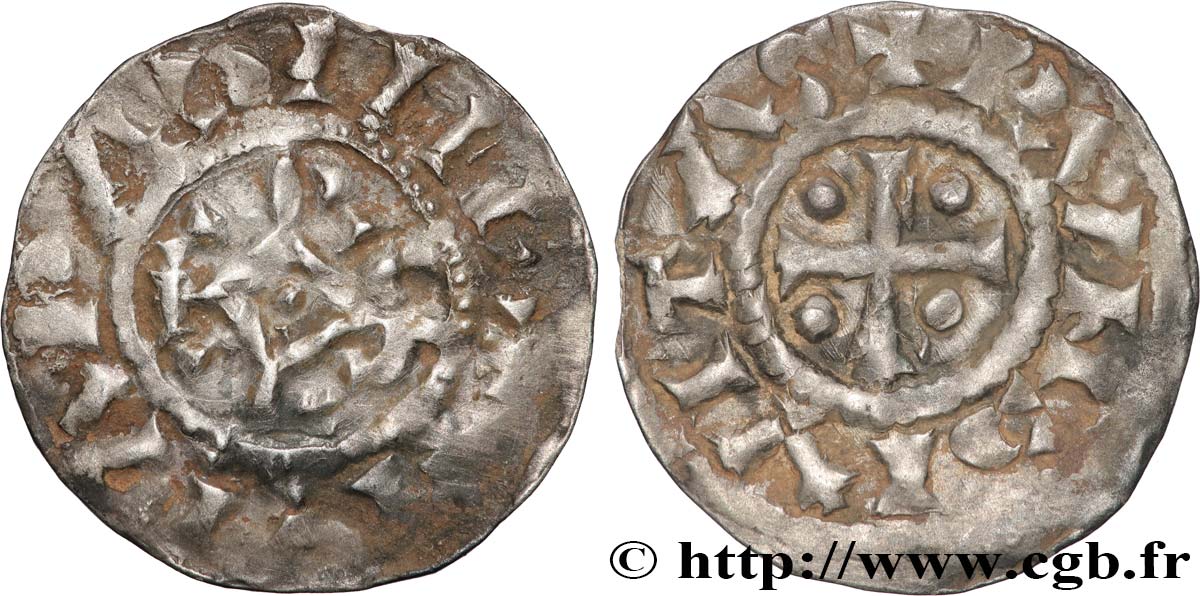 CHARLES THE SIMPLE AND COINAGE IN HIS NAME Denier VF