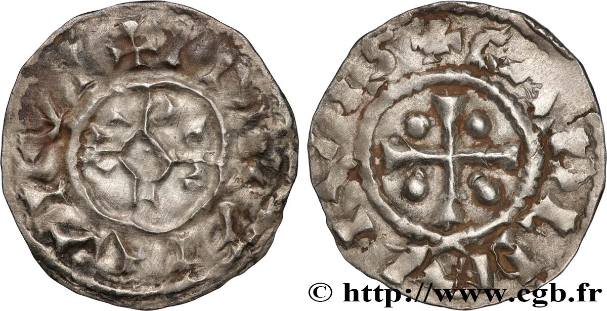 CHARLES THE SIMPLE AND COINAGE IN HIS NAME Denier VF