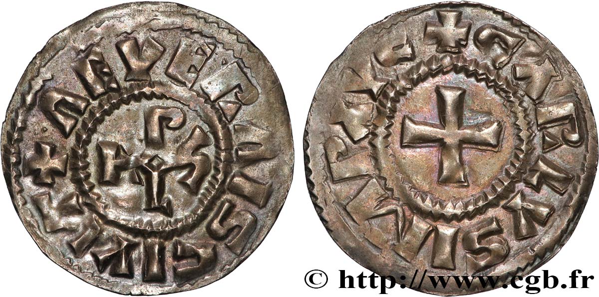 CHARLES THE BALD AND COINAGE AT HIS NAME Denier AU