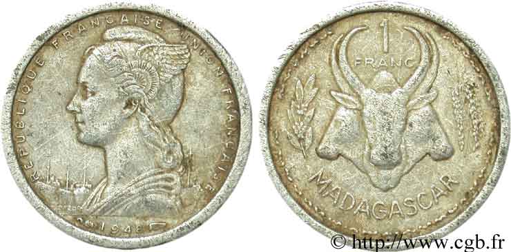 MADAGASCAR - UNIóN FRANCESA 1 Franc 1948 Paris BC 