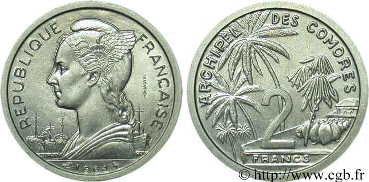 COMORES - Archipel 2 francs ESSAI 1964 Paris SPL 