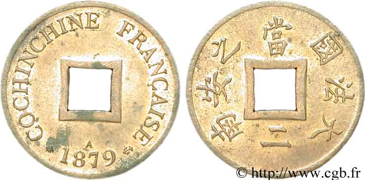 FRENCH COCHINCHINA 1 Sapèque (2/1000 de Piastre) 1879 Paris MS 
