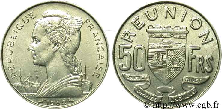 REUNION 50 Francs / armes de la Réunion 1962 Paris XF 