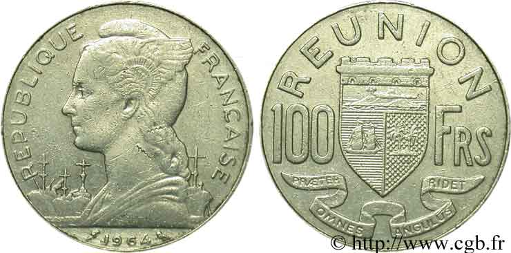 REUNION ISLAND 100 Francs 1964 Paris VF 