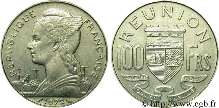 ISLA DE LA REUNIóN 100 Francs 1964 Paris MBC 