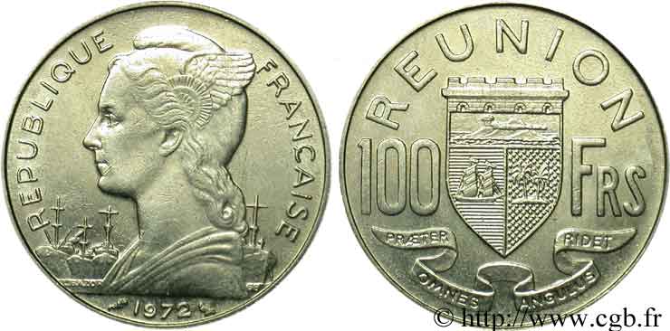 REUNION INSEL 100 Francs 1972 Paris VZ 