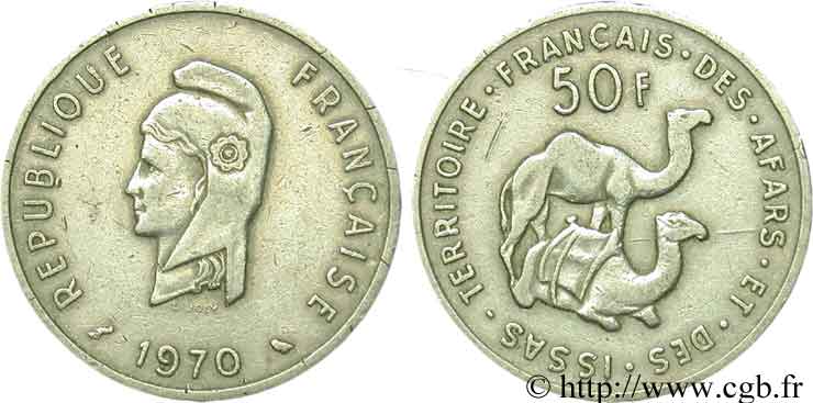 DJIBOUTI - Territoire français des AFARS et des ISSAS 50 Francs 1970 Paris TB+ 