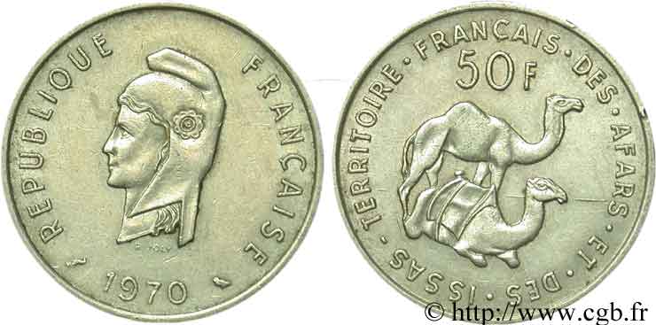 YIBUTI - Territorio Francés de los Afars e Issas 50 Francs 1970 Paris MBC 