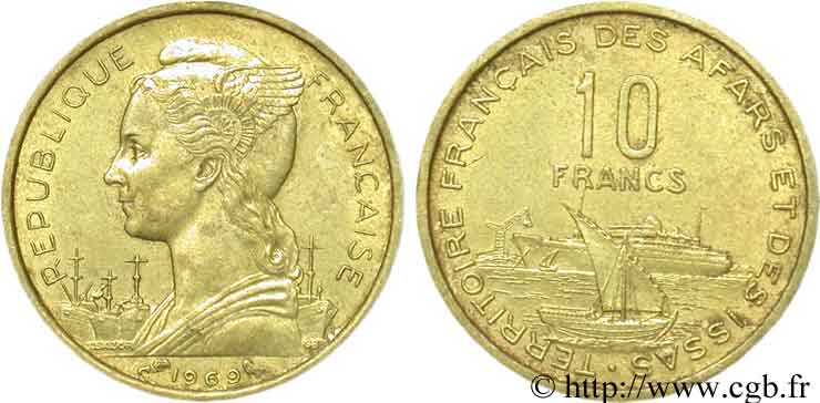 DJIBUTI - Territorio francese degli Afar e degli Issa 10 Francs 1969 Paris BB 