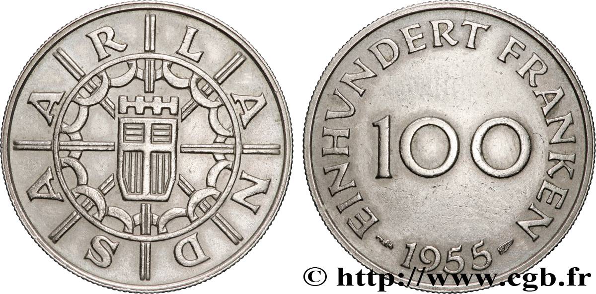 SAARLAND 100 Franken 1955 Paris AU 