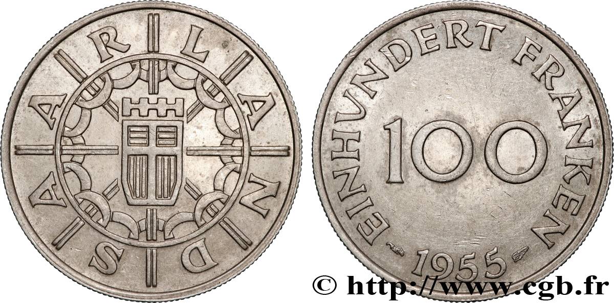 SAARLAND 100 Franken 1955 Paris VZ 