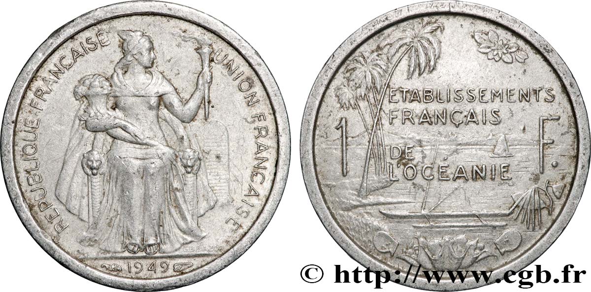 FRANZÖSISCHE POLYNESIA - Franzözische Ozeanien 1 Franc Union Française 1949 Paris SS 