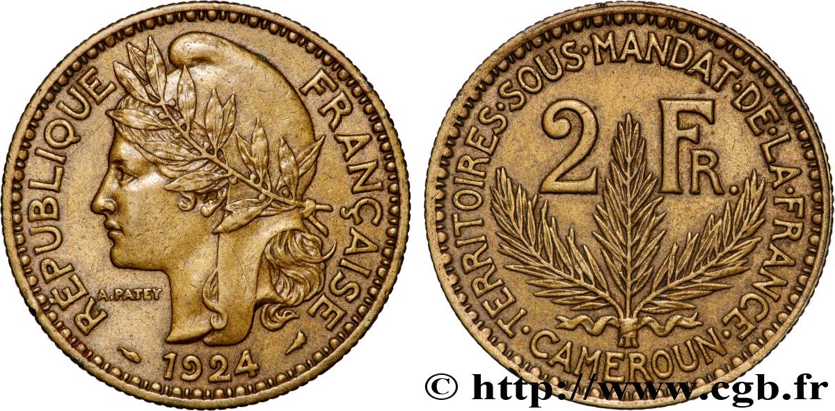 CAMERUN - Mandato Francese 2 Francs 1924 Paris SPL 