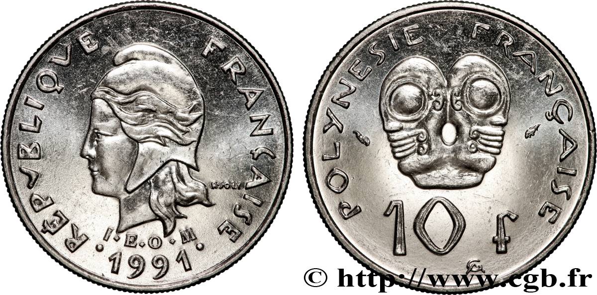POLINESIA FRANCESA 10 Francs I.E.O.M Marianne 1991 Paris SC 