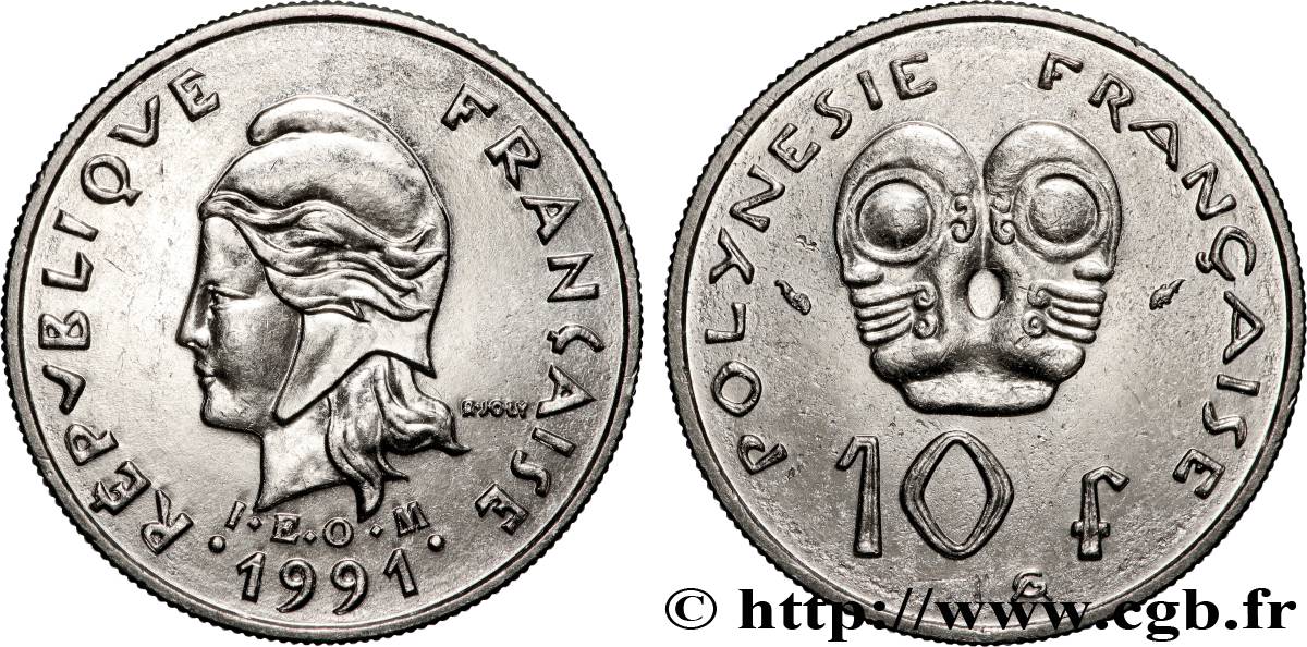 POLINESIA FRANCESE 10 Francs I.E.O.M Marianne 1991 Paris MS 