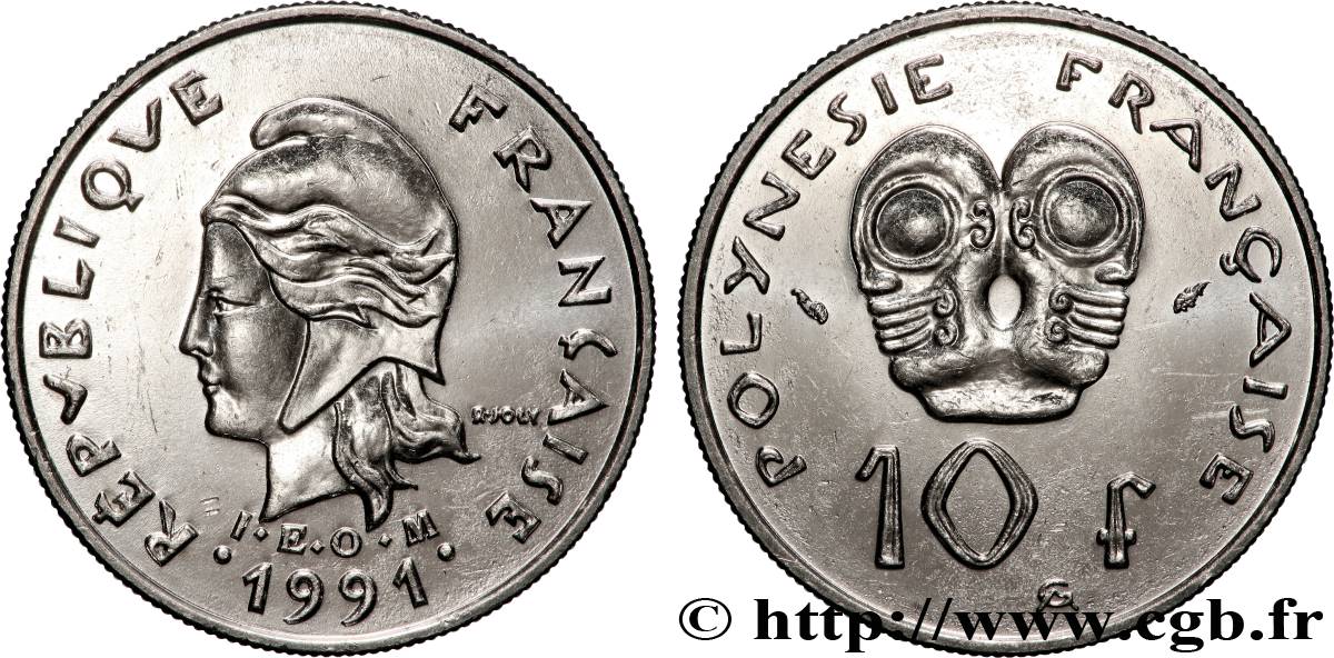 POLYNÉSIE FRANÇAISE 10 Francs I.E.O.M Marianne 1991 Paris SPL 