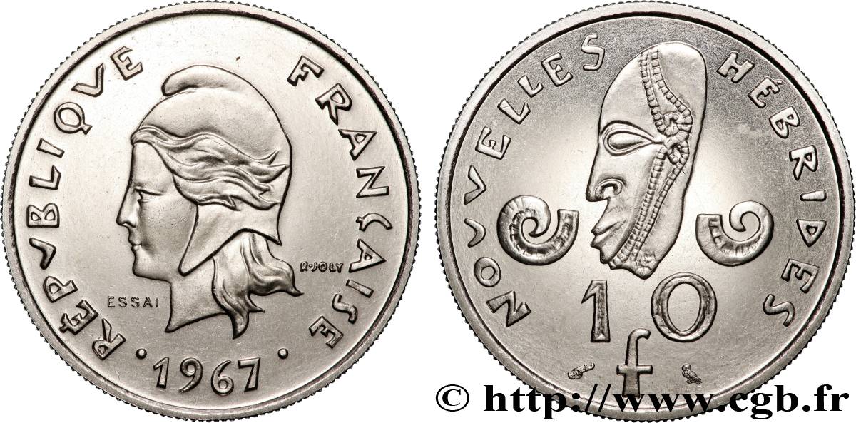 NEUE HEBRIDEN (VANUATU ab 1980) Essai de 10 Francs 1967 Paris fST 