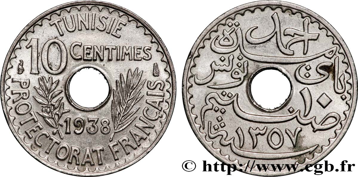 TUNESIEN - Französische Protektorate  10 Centimes AH1358 1938 Paris VZ 