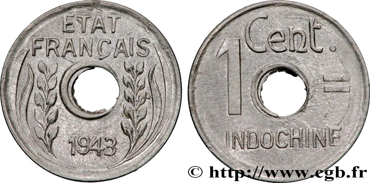 FRENCH INDOCHINA 1 Centième 1943 Hanoï MS 