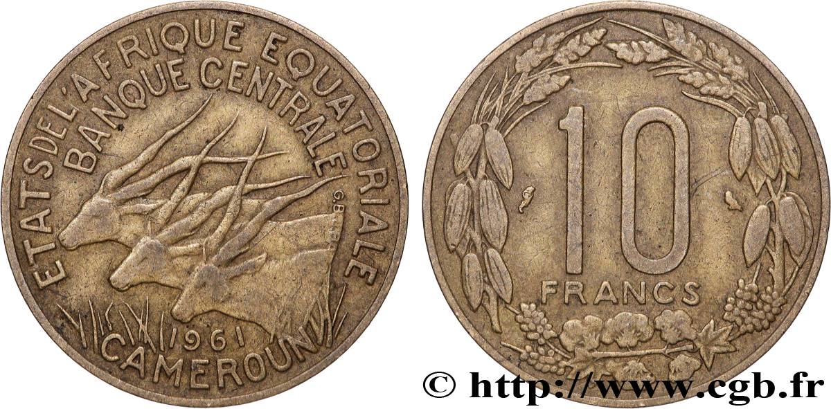 FRANZÖSISCHE EQUATORIAL AFRICA - KAMERUN 10 Francs 1958 Paris fVZ 
