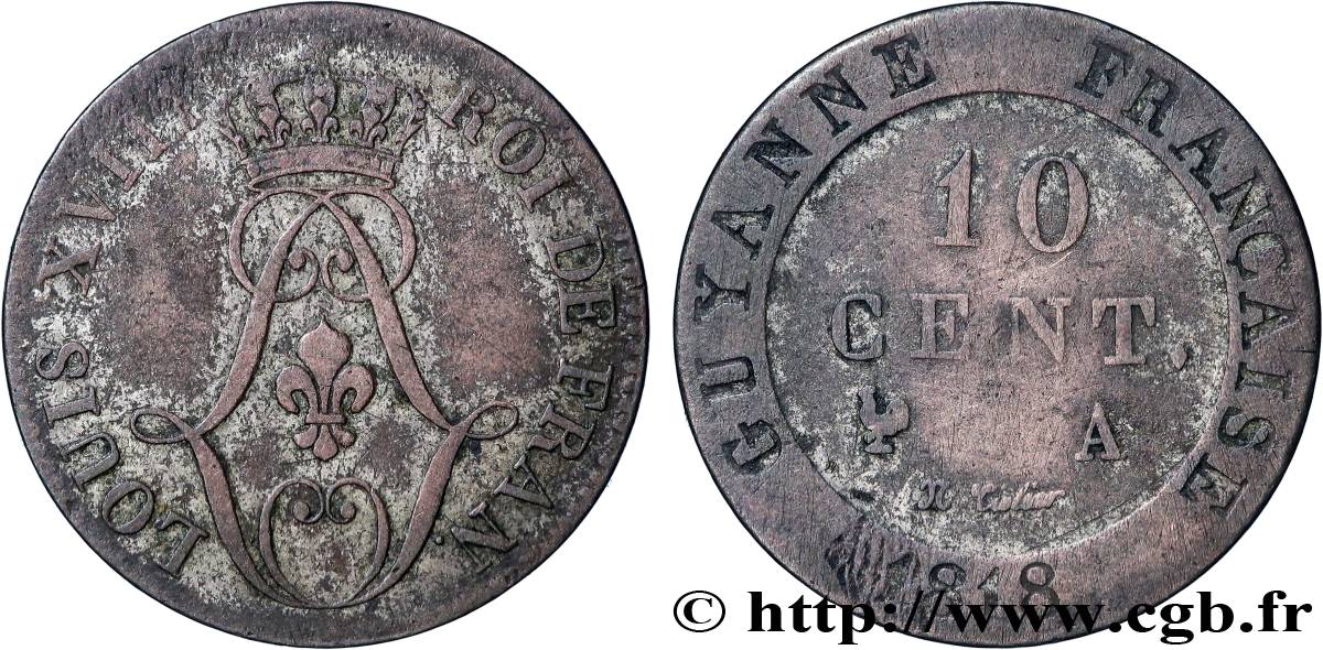 GUYANE FRANÇAISE 10 Centimes 1818 Paris - A TB+ 